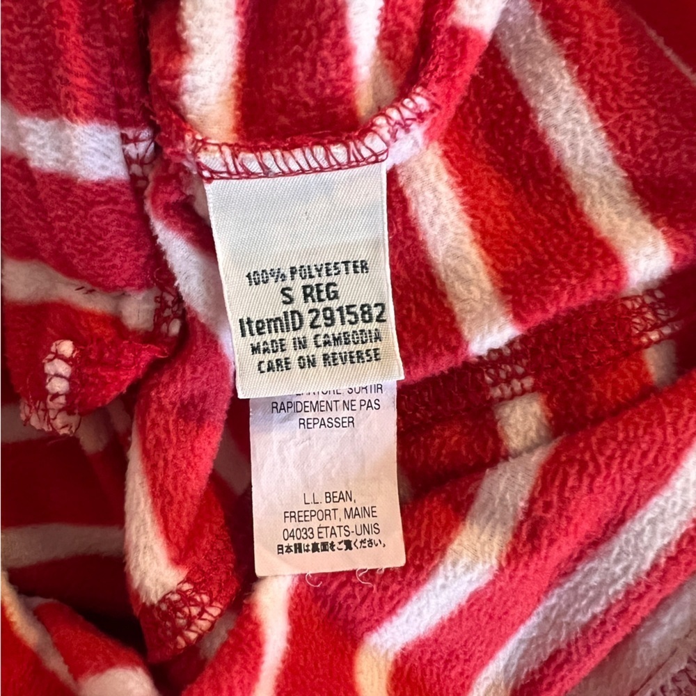 L.L. Bean Women’s Red and White Striped Full Zip Fleece Jacket Size Small - Picture 9 of 11